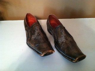 Robert Wayne Brown Leather Designer Boots With White Stitching. Size