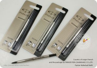 Rollerball Refills Black Ink Fine Point 0.5MM Fits All Parker RB Pens