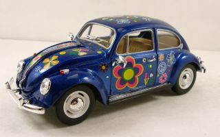 VW Classic Beetle bug 124 scale diecast model car Blue flower