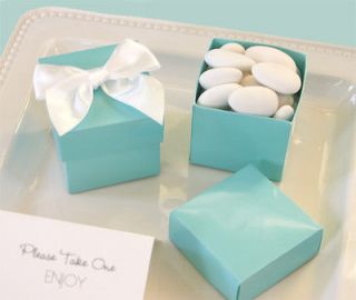 12 Classy Tiffany Blue Aqua Mini Cube Wedding Party Favor Boxes