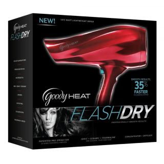 GOODY HEAT FLASH DRY IONIC BLOW DRYER 3 SETTINGS 2 SPEEDS + DIFFUSER