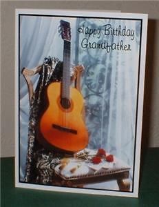 Guitar on Chair Personalised Birthday Greeting Card G3