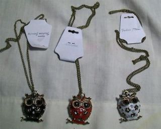cute fashion jewelry big eye bling owl pendant necklace in