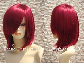 Resistant Medi um straight long bang burgundy red bob cosplay hair wig