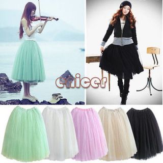 ENE Women Princess Fairy Style 5 layers Tulle Dress Bouffant Skirt 5