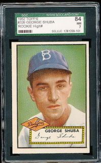 1952 Topps George Shuba RC #326 Hi# SGC 84 7   Brooklyn Dodgers