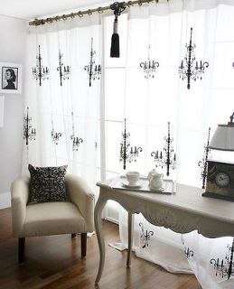 1PCS Black Gothic Chandelier Luxury Vintage White Window Drape Valance