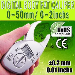Digital Body Fat Caliper Skin Fold Analyzer Measurement Thickness 50mm