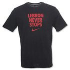 mens Nike lebron never stops drifit t shirt black dri fit basketball