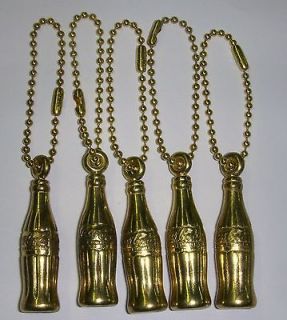 Vintage Miniature Gold Coca Cola Bottle Key Chains Mini Coke