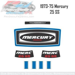 1973 75 Mercury Marine Racing 25SS 25hp Outboard Reproduction Decal