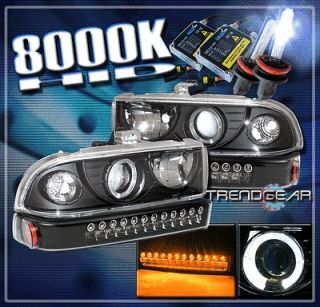 98 04 CHEVY BLAZER S10 HALO PROJECTOR HEADLIGHT+LED BUMPER+8000K HID