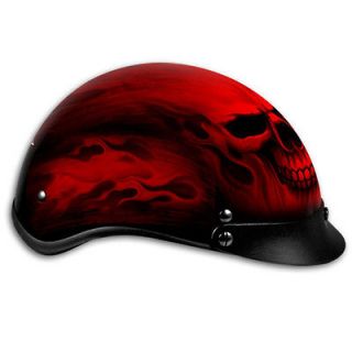 Black & Red Skulls Gloss USA DOT Shorty Helmet size Large SALE AUCTION