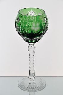 Echt Bleikristall German Emerald Green Cut to Clear Crystal Wine
