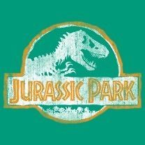 Jurassic Park Movie JP White & Orange Worn Distressed Logo Tee Shirt