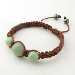 Lucky Real Jade Shamballa Bracelet with 3 Good Quality Jade Spheres