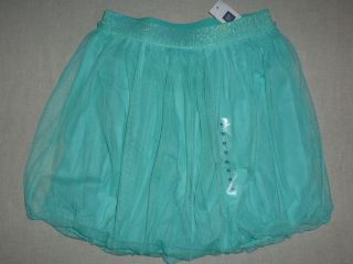 GAP KIDS Aqua Green Sparkle Waist Bubble Tulle Skirt NWT