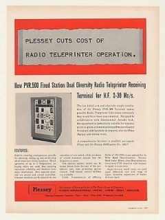 1962 Plessey PVR 500 Radio Teleprinter Terminal Print Ad