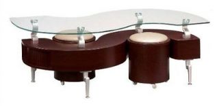 Global Furniture Coffee Table In Mahogany With Cappuccino Cushions