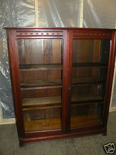FREE SHIP Antique 2 Door BUTTERPRINT Bookcase Cabinet with Wavy Glass