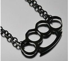Black Brass Knuckles Pendent Necklace