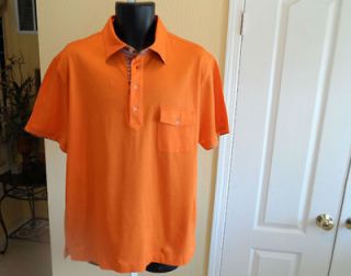 NWOT Robert Graham Orange Polo Shirt Multi Color Contrast Trim L