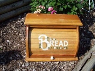 Bread box pink rose Country Kitchenalia Wood Wooden