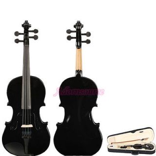 New 1/4 Composite Wood Black Acoustic Violin + Case+ Bow + Rosin
