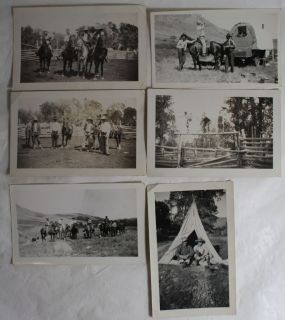 Tee Pee Cowboys on Horses Drinking Covered Wagon Ranch Photos Montana