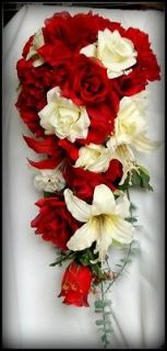 13pc Silk Flower Bridal Wedding Bouquet Bridesmaid Corsage,Boutonniere