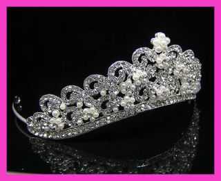 Wedding/Bridal crystal veil tiara crown headband CR210