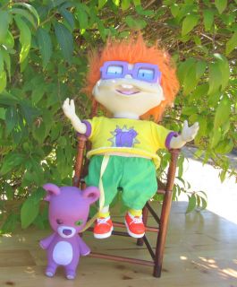Rugrats Hard Plastic Plush Toy Chuckie Doll With Glasses & Tedy Bear