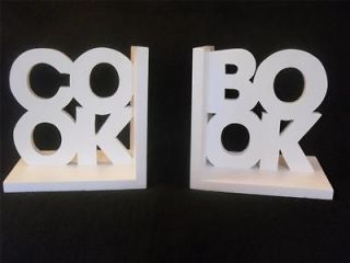 NEW WHITE COOKBOOK BOOKENDS RECIPE BOOK DISPLAY STAND KITCHEN GIFT