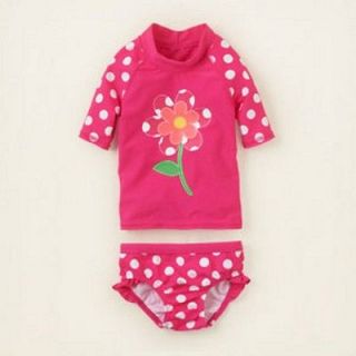 Childrens Place Baby Girl 2 Pc Swimsuit Rash Guard UPF 50+ 9 12 mos