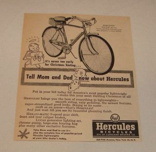 1954 AMF HERCULES bicycle ad ~ Christmas Hinting