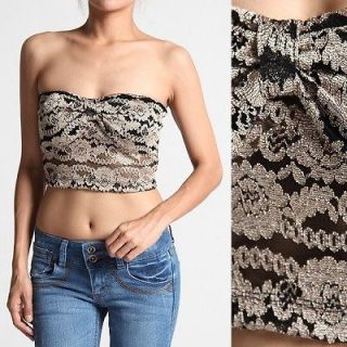 LACE TUBE BUSTIER TOP Sexy Strapless Cropped Sweetheart Bralet Tank