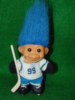 Troll Doll 4 1/2 Russ Ice Hockey #99 Blue Hair
