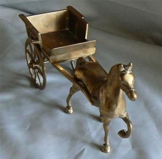 Vintage brass horse & cart lovely patina nicely modelled period