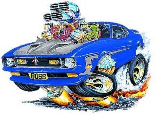 1971 Ford Mustang Boss 351 Muscle Car toon Art Tshirt NEW