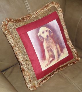 Buff Afghan Hound Puppy Vintage Print Pillow Home Decor Gift Sight