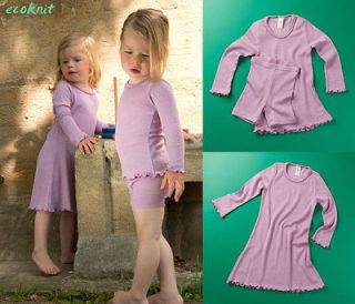 merino wool silk children nightgown shorts shirt night dress lilac