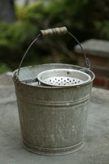 Zinc Galvinized Steel Wash Bucket w/ Wringer Garden Planter Home Decor