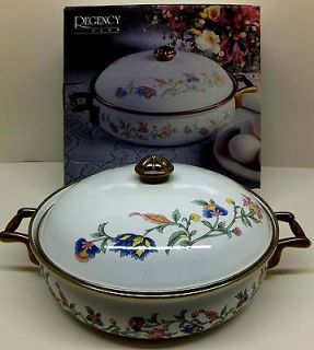 Vintage Regency Club floral enamelware buffet server New In Box
