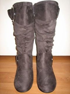 Suede Slouch Buckle Dress Flat Knee High Boots ALL Sz