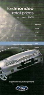 Ford Mondeo 2000 UK Market Prices & Options Brochure ST200 ST24 Ghia X