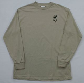 Browning T Shirt Buckmark Logo Mallard Tan Long Sleeve NWT