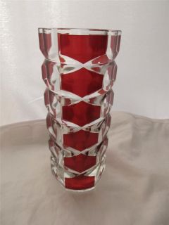DURAND France Ruby Red and Clear Art Glass Bud Vase Mid Century Modern