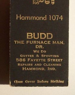 1930s? Matchbook Budd Furnace Coal Stokers Hammond IN