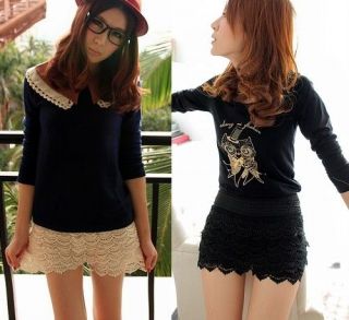 Fashion Sweet Cute Crochet Tiered Lace Shorts Skorts Short Pants P