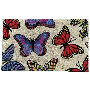 Garden Odyssey Vinyl Backed Butterfly Design Welcome Coir Door Mat